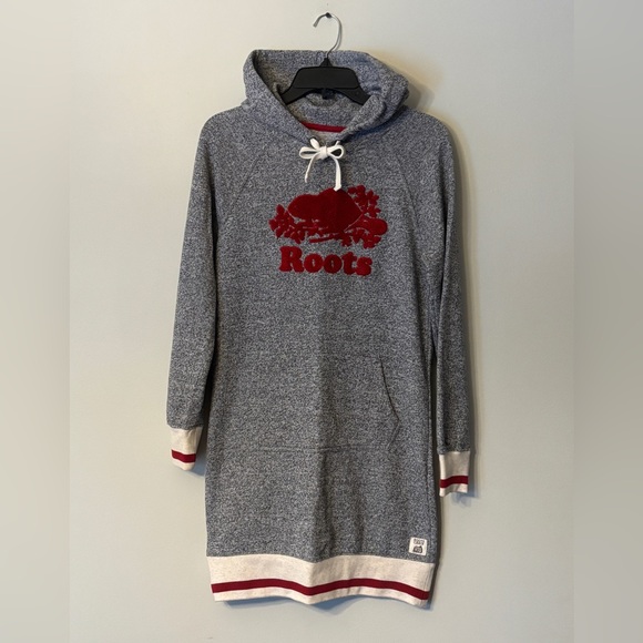 Roots Dresses & Skirts - Roots Heather Gray Hoodie Dress with Red Accents